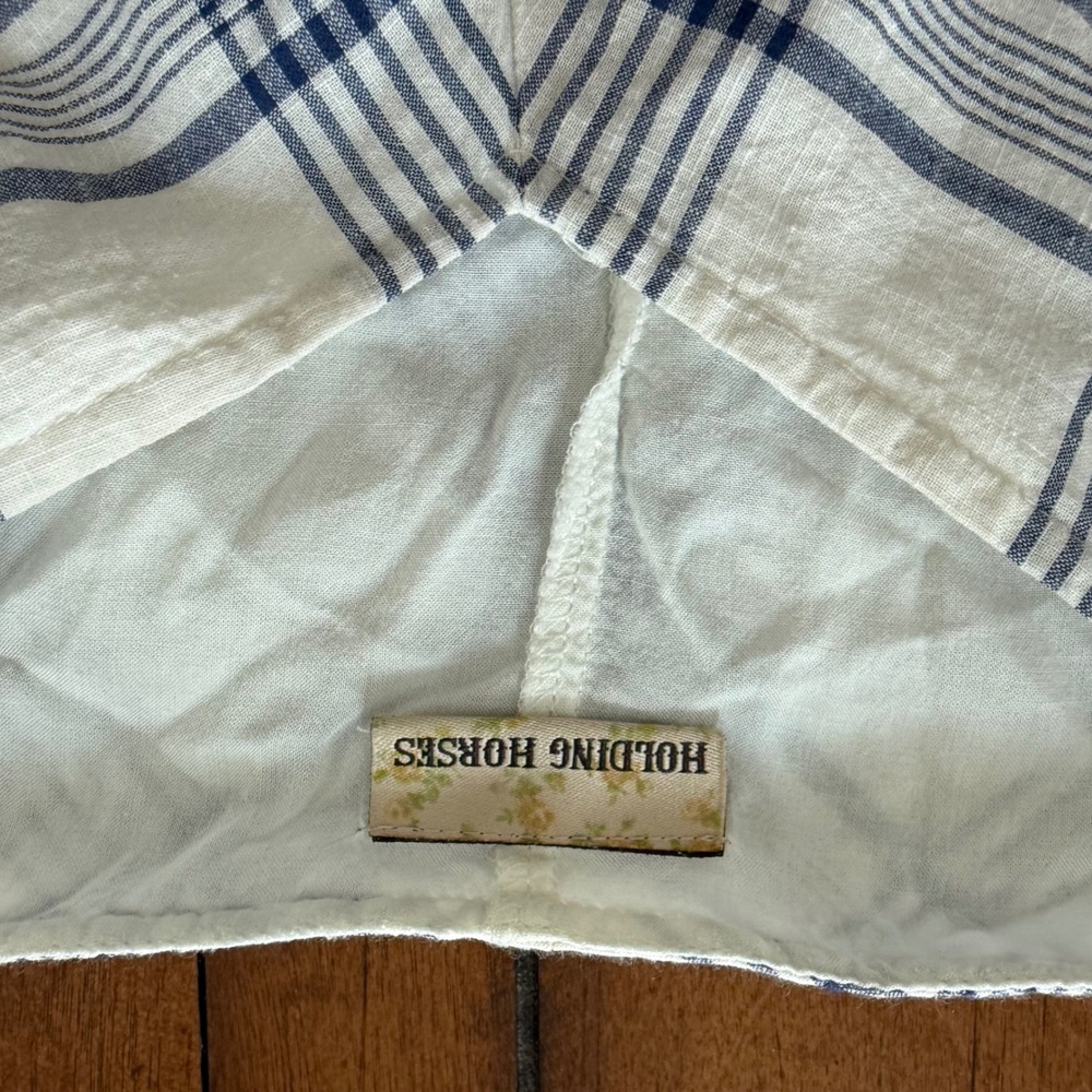 Anthropologie Holding Horses Blue White Plaid Belmar Dress M/L - Picture 4 of 7